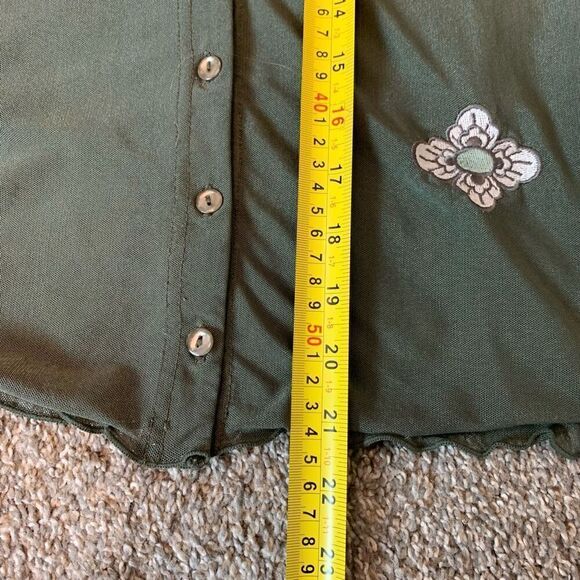 Vintage Boutique Europa Sheer Green Embroidered Cardigan Top Blouse Small - Picture 7 of 7